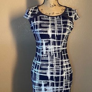 Blue and white dress